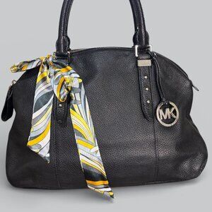 MICHAEL KORS DOME SATCHEL - BLACK WITH SILVER HARDWARE EUC